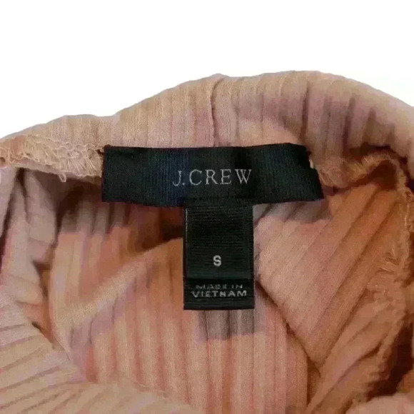 J.Crew Blush Ribbed Turtleneck Double Lettuce Hem on Neckline Sleeves Size Small - Picture 4 of 8